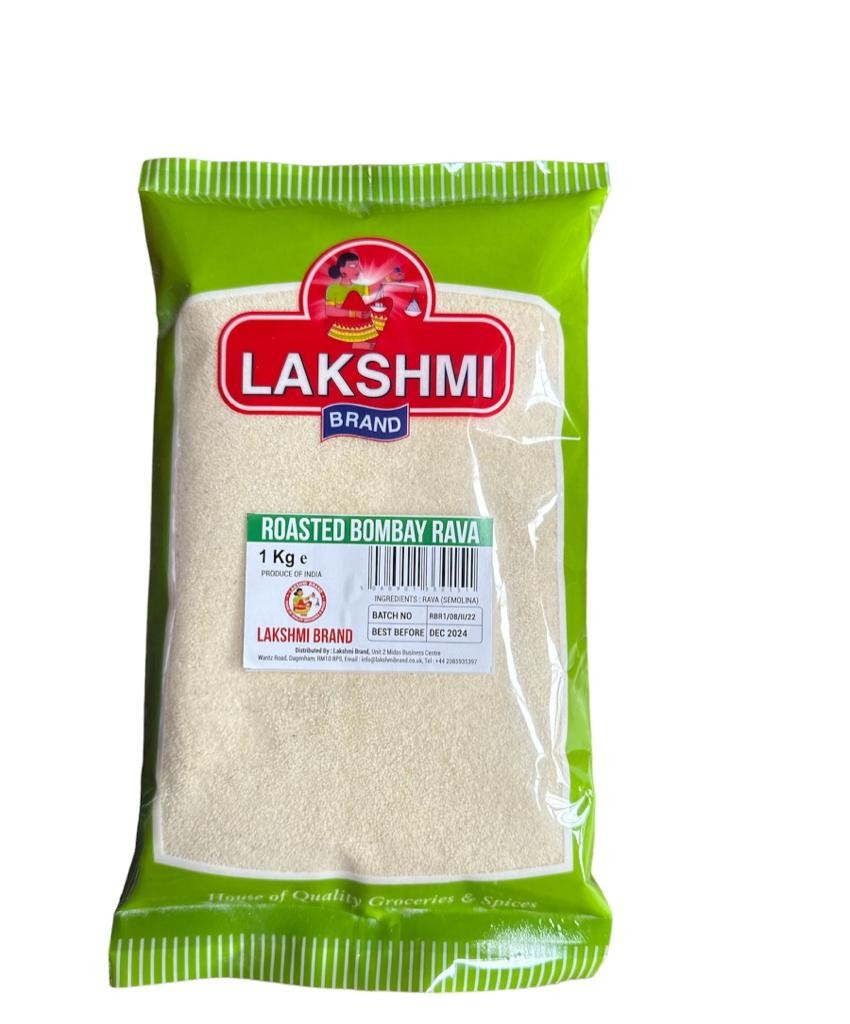 LAKSHMI BRAND-Roasted Rava ,Semolina, Sooji  Healthy Nutritious Cooking (Roasted Bombay Rava, 1Kg)