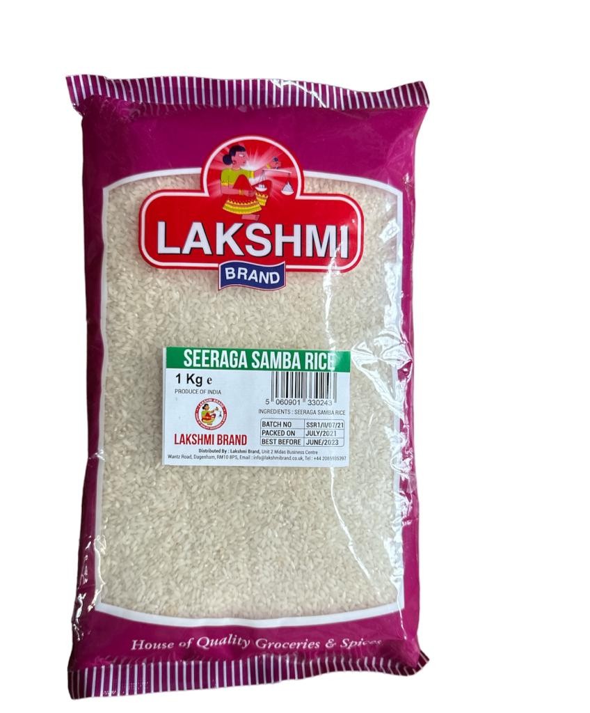 LAKSHMI BRAND-Seeraga Samba Raw Rice 1kg , Ari Akki Chaval ,100% Naturally Obtained Samba Rice