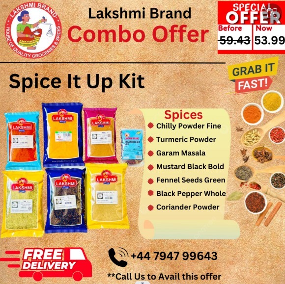 Spices Kit Combo Offer (Chilli Powder(800g) Coriander powder(1kg) Pepper(1kg) Mustard seeds(200g) Fennel seeds(1kg) Turmeric Powder(250g) Garam Masala(800g))